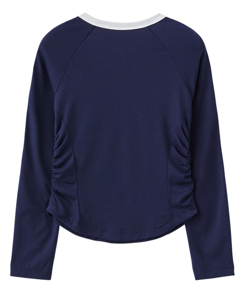 RAIMENT(レイメント)の「(W) ウィメンズパイピングシャーリングクロップロングスリーブ_ネイビー(Tシャツ/カットソー・レディース・その他・WS/WM)」の4枚目の写真