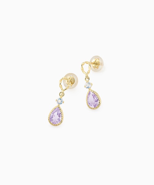 festaria bijou SOPHIA(フェスタリアビジュソフィア)の「K10YG アメシスト ピアス(ピアス(両耳用)・レディース・イエローゴールド・ONE SIZE)」の2枚目の写真