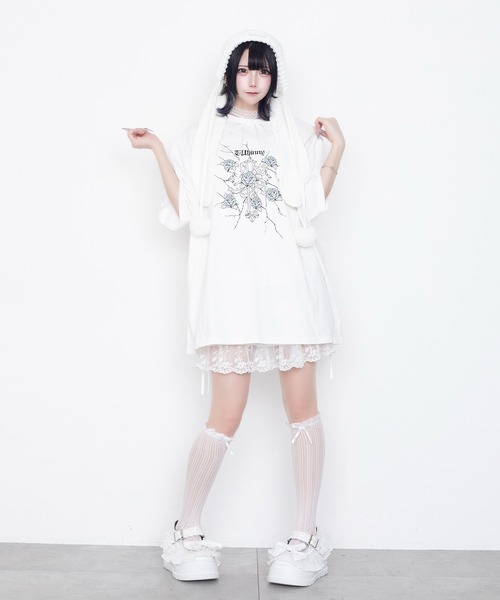 Whinny(ホワイニー)の「Whinny/縛られしトゲトゲROSEティー(Tシャツ/カットソー・レディース・ブラック/サックスブルー/ホワイト・FREE)」の17枚目の写真