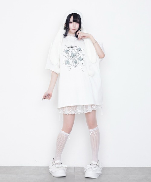 Whinny(ホワイニー)の「Whinny/縛られしトゲトゲROSEティー(Tシャツ/カットソー・レディース・ブラック/サックスブルー/ホワイト・FREE)」の18枚目の写真