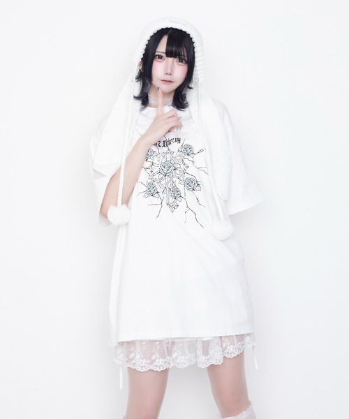 Whinny(ホワイニー)の「Whinny/縛られしトゲトゲROSEティー(Tシャツ/カットソー・レディース・ブラック/サックスブルー/ホワイト・FREE)」の15枚目の写真