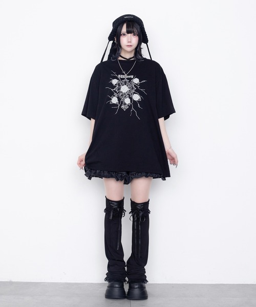 Whinny(ホワイニー)の「Whinny/縛られしトゲトゲROSEティー(Tシャツ/カットソー・レディース・ブラック/サックスブルー/ホワイト・FREE)」の12枚目の写真