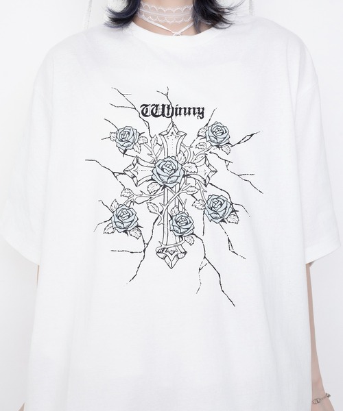 Whinny(ホワイニー)の「Whinny/縛られしトゲトゲROSEティー(Tシャツ/カットソー・レディース・ブラック/サックスブルー/ホワイト・FREE)」の22枚目の写真