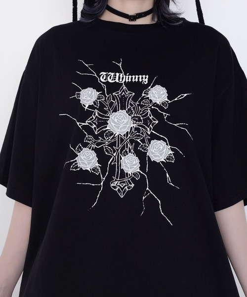 Whinny(ホワイニー)の「Whinny/縛られしトゲトゲROSEティー(Tシャツ/カットソー・レディース・ブラック/サックスブルー/ホワイト・FREE)」の10枚目の写真