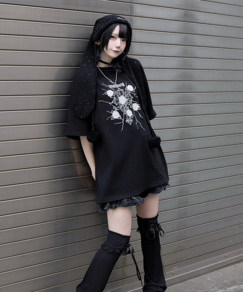 Whinny(ホワイニー)の「Whinny/縛られしトゲトゲROSEティー(Tシャツ/カットソー・レディース・ブラック/サックスブルー/ホワイト・FREE)」の7枚目の写真
