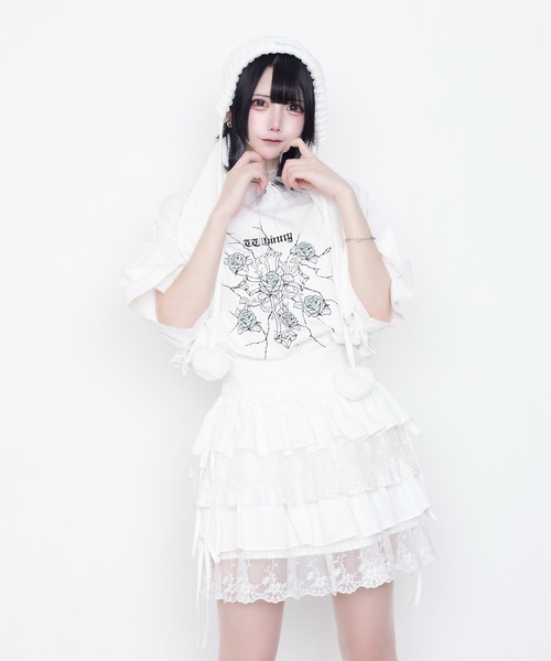 Whinny(ホワイニー)の「Whinny/縛られしトゲトゲROSEティー(Tシャツ/カットソー・レディース・ブラック/サックスブルー/ホワイト・FREE)」の20枚目の写真