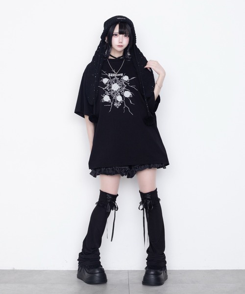 Whinny(ホワイニー)の「Whinny/縛られしトゲトゲROSEティー(Tシャツ/カットソー・レディース・ブラック/サックスブルー/ホワイト・FREE)」の9枚目の写真