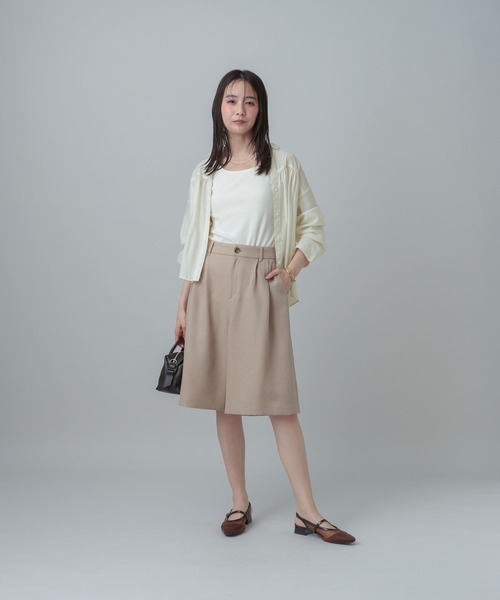 GLOBAL WORK（グローバルワーク）の「MATINEE LINE/カラミリネンライクハーフパンツ/670039（その他パンツ・レディース・ブラック×ホワイト/ベージュ/ブラウン系8・MEDIUM/LARGE）」の18枚目の写真