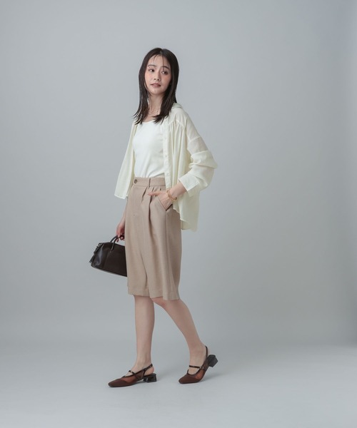 GLOBAL WORK（グローバルワーク）の「MATINEE LINE/カラミリネンライクハーフパンツ/670039（その他パンツ・レディース・ブラック×ホワイト/ベージュ/ブラウン系8・MEDIUM/LARGE）」の19枚目の写真