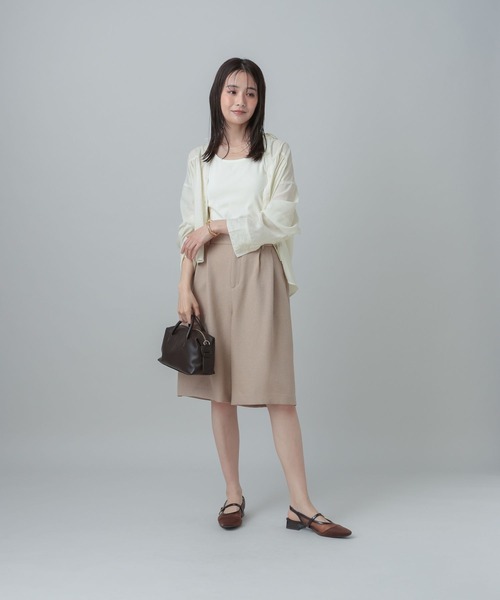 GLOBAL WORK（グローバルワーク）の「MATINEE LINE/カラミリネンライクハーフパンツ/670039（その他パンツ・レディース・ブラック×ホワイト/ベージュ/ブラウン系8・MEDIUM/LARGE）」の20枚目の写真