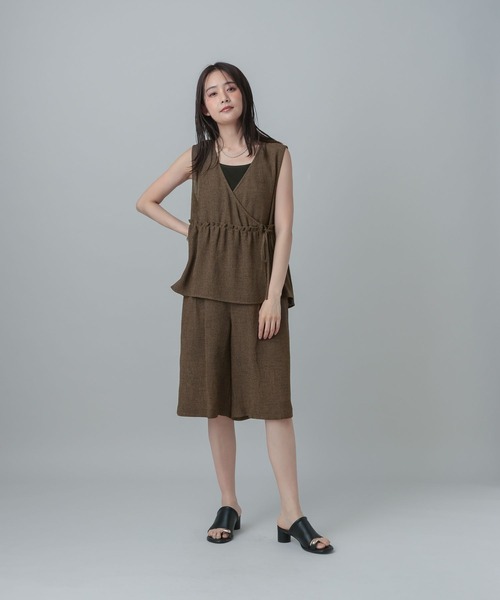 GLOBAL WORK（グローバルワーク）の「MATINEE LINE/カラミリネンライクハーフパンツ/670039（その他パンツ・レディース・ブラック×ホワイト/ベージュ/ブラウン系8・MEDIUM/LARGE）」の13枚目の写真