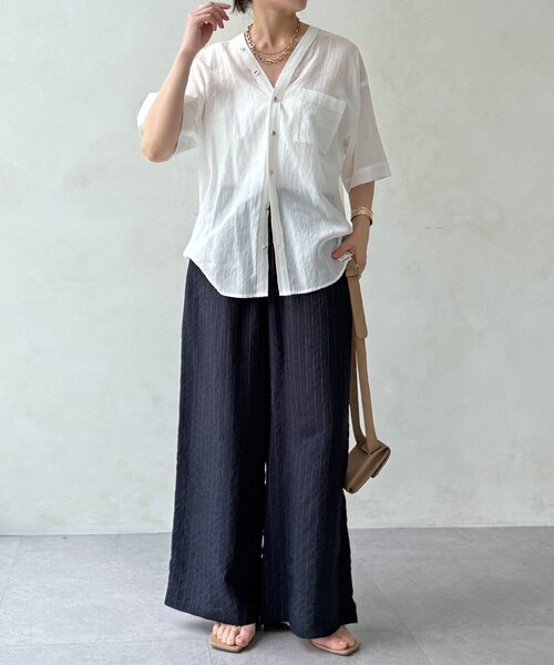 DouDou（ドゥドゥ）の「【WEB限定/セットアップ可能】ダブルストライプパンツ（その他パンツ・レディース・オフホワイト/ブラウン/ネイビー・FREE）」の5枚目の写真