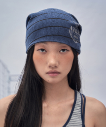 SOMSOC（ソムソック）の「JANE STRIPE REVERSIBLE BEANIE_NAVY（ニットキャップ/ビーニー）」