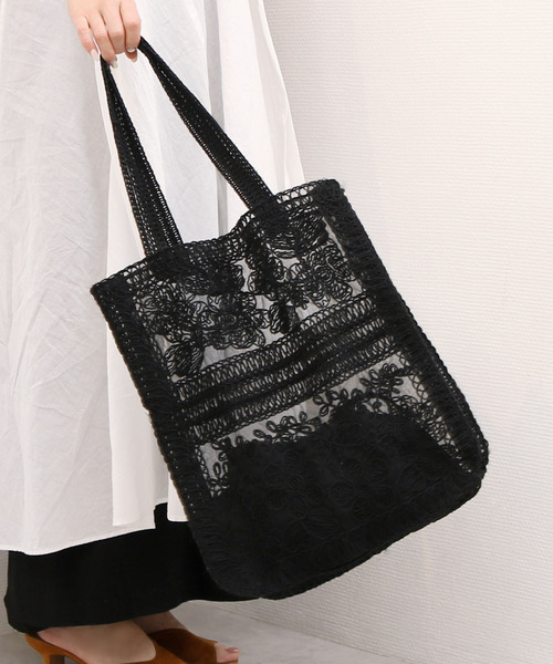 cache cache(カシュ カシュ)の「カシュカシュ cachecache / レース縦型トートバッグ(トートバッグ・レディース・アイボリー/ブラック・FREE)」の21枚目の写真