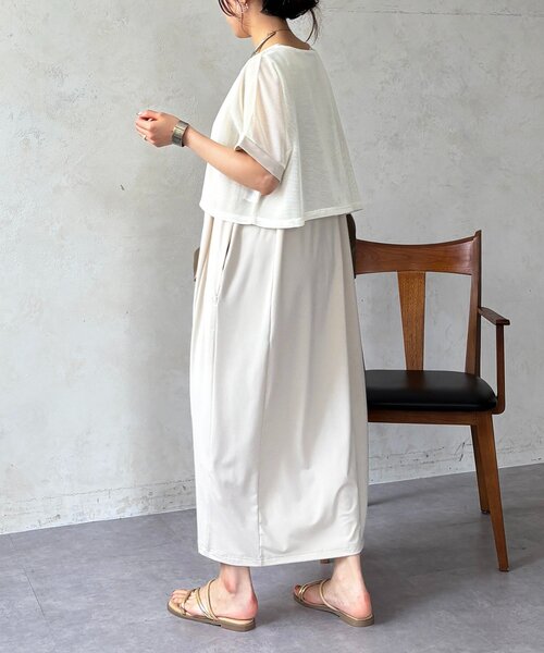 un dix cors(アンディコール)の「メッシュプルオーバー×ショルダータックワンピース(ワンピース・レディース・グレイッシュベージュ/ブラック/ブラウン・FREE)」の9枚目の写真
