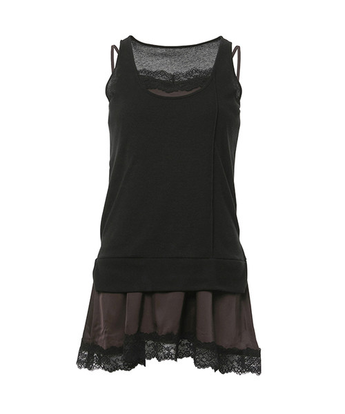 ワンピース Betty layered dress セール】2-Layered Lace Dress (FL-174_Black & Brown)（ワンピース