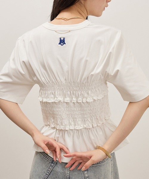 ADAM ET ROPE'(アダムエロペ)の「ロゴシャーリングTEE/接触冷感/UVカット/防シワ/遮熱(Tシャツ/カットソー・レディース・ブラック/ホワイト/ブラウン・FREE)」の2枚目の写真
