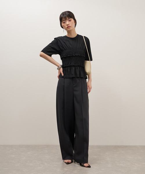 ADAM ET ROPE'(アダムエロペ)の「ロゴシャーリングTEE/接触冷感/UVカット/防シワ/遮熱(Tシャツ/カットソー・レディース・ブラック/ホワイト/ブラウン・FREE)」の14枚目の写真