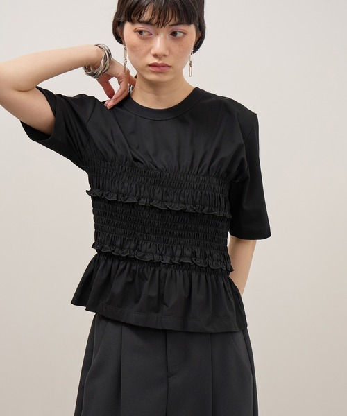 ADAM ET ROPE'(アダムエロペ)の「ロゴシャーリングTEE/接触冷感/UVカット/防シワ/遮熱(Tシャツ/カットソー・レディース・ブラック/ホワイト/ブラウン・FREE)」の18枚目の写真