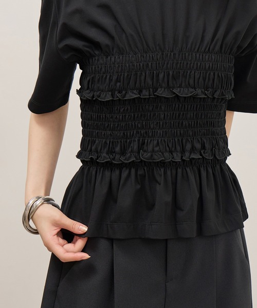 ADAM ET ROPE'(アダムエロペ)の「ロゴシャーリングTEE/接触冷感/UVカット/防シワ/遮熱(Tシャツ/カットソー・レディース・ブラック/ホワイト/ブラウン・FREE)」の21枚目の写真