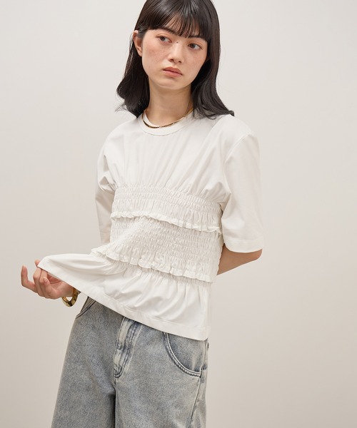 ADAM ET ROPE'(アダムエロペ)の「ロゴシャーリングTEE/接触冷感/UVカット/防シワ/遮熱(Tシャツ/カットソー・レディース・ブラック/ホワイト/ブラウン・FREE)」の22枚目の写真