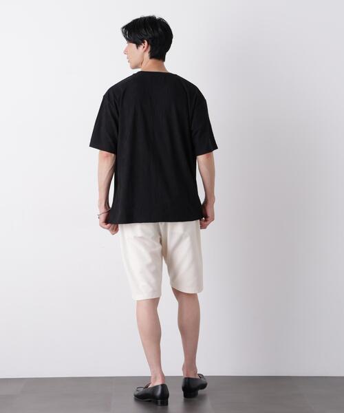 NANO universe(ナノユニバース)の「リンクスジャガードリーフ柄Tシャツ(Tシャツ/カットソー・メンズ・ブラック/ホワイト/ボルドー・M/L)」の10枚目の写真