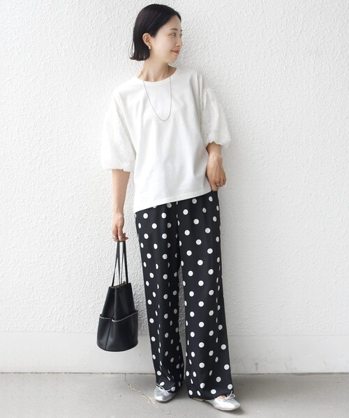 SHIPS(シップス)の「【WEB限定】〈接触冷感/UVカット/汗染み防止加工〉FUNCTION 袖 レース プルオーバー(Tシャツ/カットソー・レディース・イエロー系/ブラック/ホワイト・ONE SIZE)」の15枚目の写真