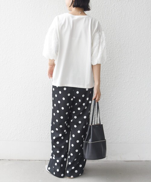 SHIPS(シップス)の「【WEB限定】〈接触冷感/UVカット/汗染み防止加工〉FUNCTION 袖 レース プルオーバー(Tシャツ/カットソー・レディース・イエロー系/ブラック/ホワイト・ONE SIZE)」の16枚目の写真