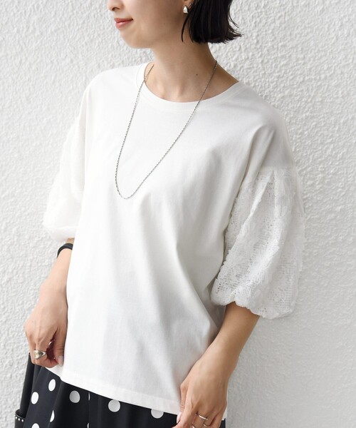SHIPS(シップス)の「【WEB限定】〈接触冷感/UVカット/汗染み防止加工〉FUNCTION 袖 レース プルオーバー(Tシャツ/カットソー・レディース・イエロー系/ブラック/ホワイト・ONE SIZE)」の19枚目の写真