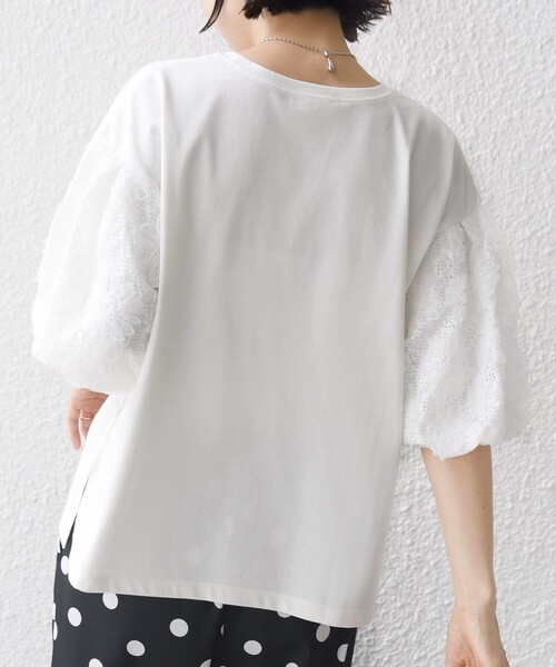 SHIPS(シップス)の「【WEB限定】〈接触冷感/UVカット/汗染み防止加工〉FUNCTION 袖 レース プルオーバー(Tシャツ/カットソー・レディース・イエロー系/ブラック/ホワイト・ONE SIZE)」の20枚目の写真