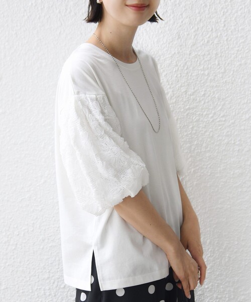 SHIPS(シップス)の「【WEB限定】〈接触冷感/UVカット/汗染み防止加工〉FUNCTION 袖 レース プルオーバー(Tシャツ/カットソー・レディース・イエロー系/ブラック/ホワイト・ONE SIZE)」の21枚目の写真
