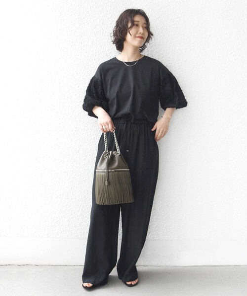 SHIPS(シップス)の「【WEB限定】〈接触冷感/UVカット/汗染み防止加工〉FUNCTION 袖 レース プルオーバー(Tシャツ/カットソー・レディース・イエロー系/ブラック/ホワイト・ONE SIZE)」の22枚目の写真