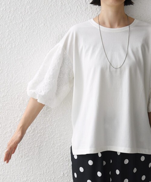 SHIPS(シップス)の「【WEB限定】〈接触冷感/UVカット/汗染み防止加工〉FUNCTION 袖 レース プルオーバー(Tシャツ/カットソー・レディース・イエロー系/ブラック/ホワイト・ONE SIZE)」の14枚目の写真