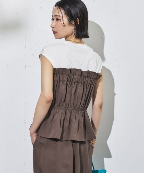 Doux archives(ドゥアルシーヴ)の「カットドッキングギャザートップス(Tシャツ/カットソー・レディース・ブラック/ブラウン・38)」の8枚目の写真