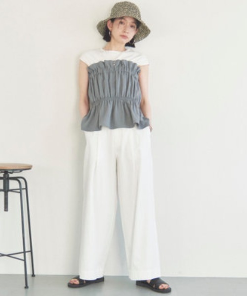 Doux archives(ドゥアルシーヴ)の「カットドッキングギャザートップス(Tシャツ/カットソー・レディース・ブラック/ブラウン・38)」の10枚目の写真
