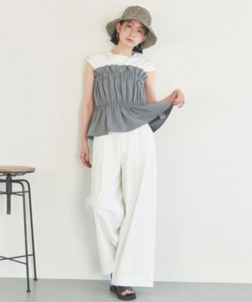 Doux archives(ドゥアルシーヴ)の「カットドッキングギャザートップス(Tシャツ/カットソー・レディース・ブラック/ブラウン・38)」の11枚目の写真