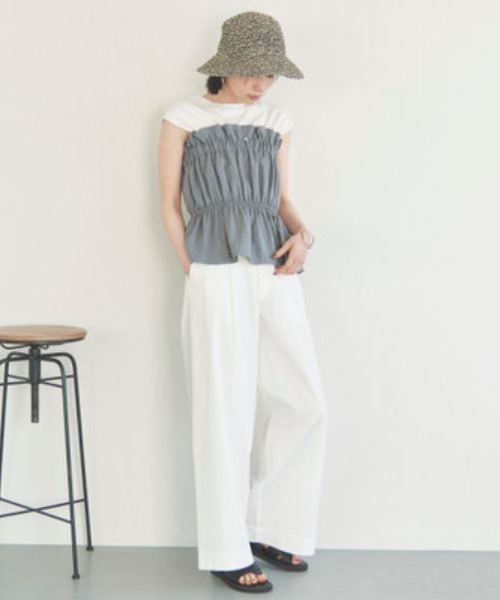 Doux archives(ドゥアルシーヴ)の「カットドッキングギャザートップス(Tシャツ/カットソー・レディース・ブラック/ブラウン・38)」の13枚目の写真