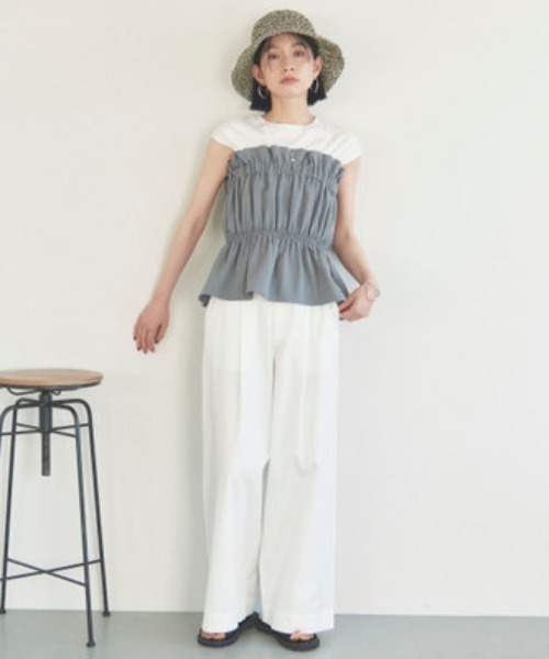 Doux archives(ドゥアルシーヴ)の「カットドッキングギャザートップス(Tシャツ/カットソー・レディース・ブラック/ブラウン・38)」の14枚目の写真