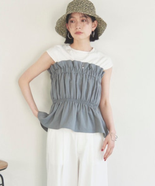 Doux archives(ドゥアルシーヴ)の「カットドッキングギャザートップス(Tシャツ/カットソー・レディース・ブラック/ブラウン・38)」の16枚目の写真