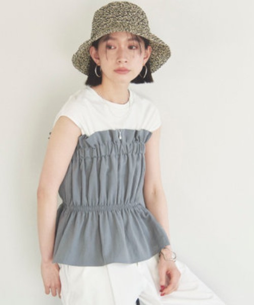 Doux archives(ドゥアルシーヴ)の「カットドッキングギャザートップス(Tシャツ/カットソー・レディース・ブラック/ブラウン・38)」の18枚目の写真