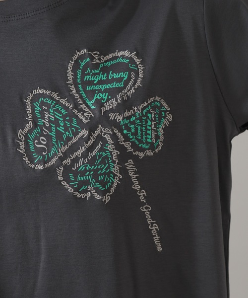 BRODIAEA(ブローディア)の「BRODIAEA クローバーモチーフ7分袖Tシャツ(Tシャツ/カットソー・レディース・グレー/ピンク/モスグリーン/ブラック・40)」の19枚目の写真