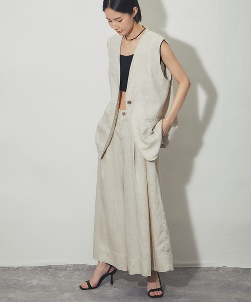 SMILE ORCHID(スマイルオーキッド)の「リネンワイドパンツ(その他パンツ・レディース・ナチュラル/ネイビー・M)」の5枚目の写真
