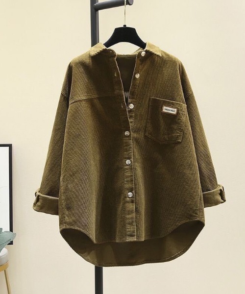 NANEA(ナネア)の「コーディロイシャツ(シャツ/ブラウス・レディース・ネイビー/カーキ/ピンク/アイボリー/サーモンピンク・X-LARGE)」の3枚目の写真