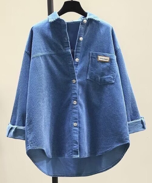 NANEA(ナネア)の「コーディロイシャツ(シャツ/ブラウス・レディース・ネイビー/カーキ/ピンク/アイボリー/サーモンピンク・X-LARGE)」の7枚目の写真