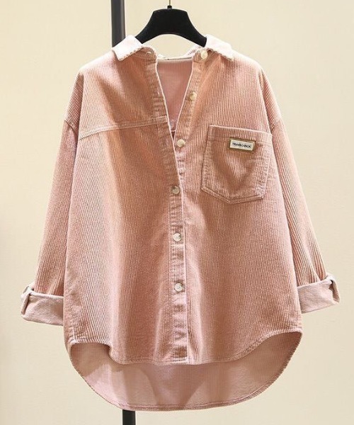 NANEA(ナネア)の「コーディロイシャツ(シャツ/ブラウス・レディース・ネイビー/カーキ/ピンク/アイボリー/サーモンピンク・X-LARGE)」の9枚目の写真