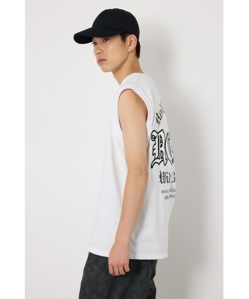 RODEO CROWNS WIDE BOWL(ロデオクラウンズワイドボウル)の「Blackletterノースリーブトップス(Tシャツ/カットソー・メンズ・ターコイズブルー系1/ブラック/ホワイト・LARGE/MEDIUM)」の5枚目の写真