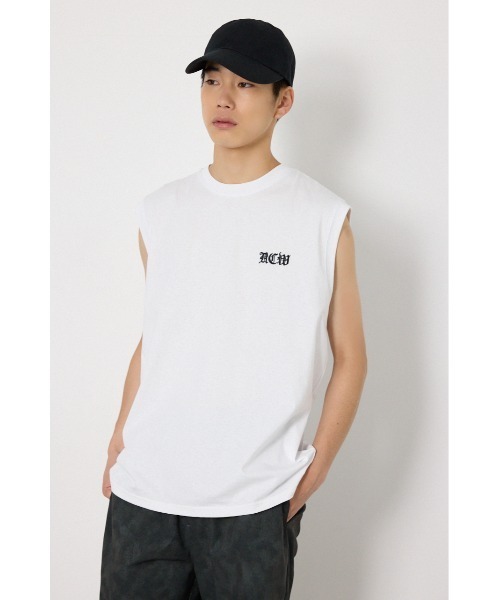 RODEO CROWNS WIDE BOWL(ロデオクラウンズワイドボウル)の「Blackletterノースリーブトップス(Tシャツ/カットソー・メンズ・ターコイズブルー系1/ブラック/ホワイト・LARGE/MEDIUM)」の7枚目の写真