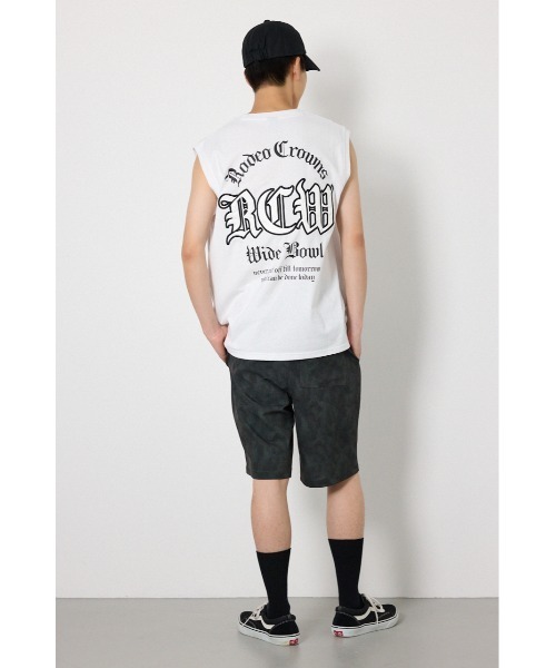RODEO CROWNS WIDE BOWL(ロデオクラウンズワイドボウル)の「Blackletterノースリーブトップス(Tシャツ/カットソー・メンズ・ターコイズブルー系1/ブラック/ホワイト・LARGE/MEDIUM)」の9枚目の写真