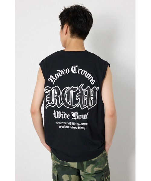 RODEO CROWNS WIDE BOWL(ロデオクラウンズワイドボウル)の「Blackletterノースリーブトップス(Tシャツ/カットソー・メンズ・ターコイズブルー系1/ブラック/ホワイト・LARGE/MEDIUM)」の14枚目の写真