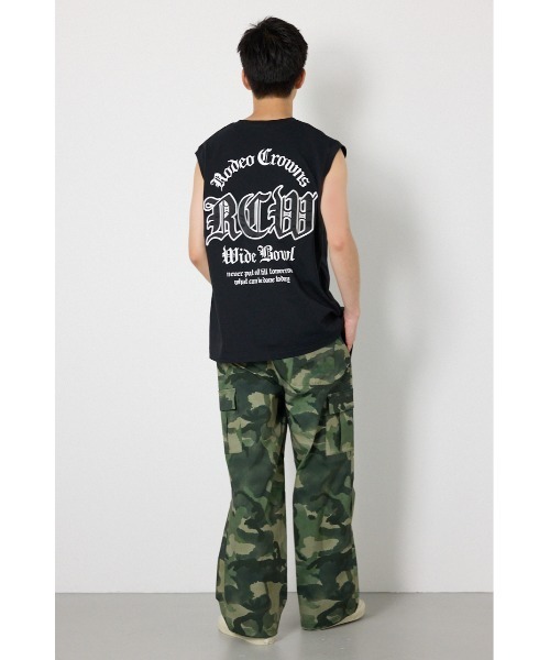 RODEO CROWNS WIDE BOWL(ロデオクラウンズワイドボウル)の「Blackletterノースリーブトップス(Tシャツ/カットソー・メンズ・ターコイズブルー系1/ブラック/ホワイト・LARGE/MEDIUM)」の16枚目の写真